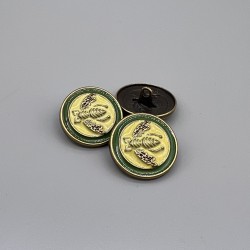 Пуговицы металлические с зелено-желтой эмалью