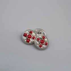 Пуговицы прозрачный пластик с жемчугом и красной эмалью