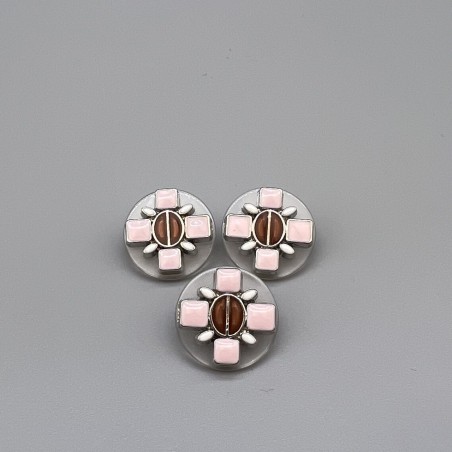 Пуговицы пластик прозрачные с цветными вставками