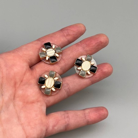 Пуговицы пластик прозрачные с цветными вставками