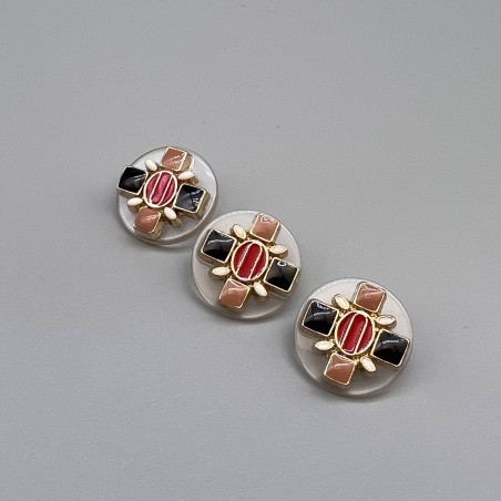 Пуговицы пластик прозрачные с цветными вставками