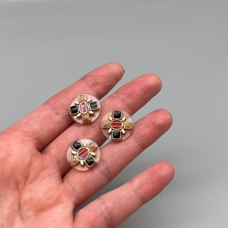 Пуговицы пластик прозрачные с цветными вставками