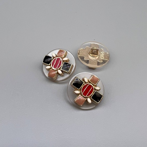 Пуговицы пластик прозрачные с цветными вставками