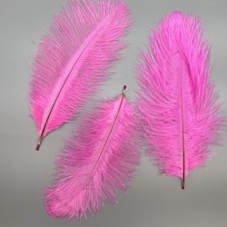 Перо натуральное, неоново-розовое, 17  см