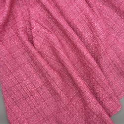 Твид однотонный классический цвета светлой фуксии с блестящей нитью в тон