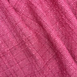 Твид однотонный классический цвета светлой фуксии с блестящей нитью в тон