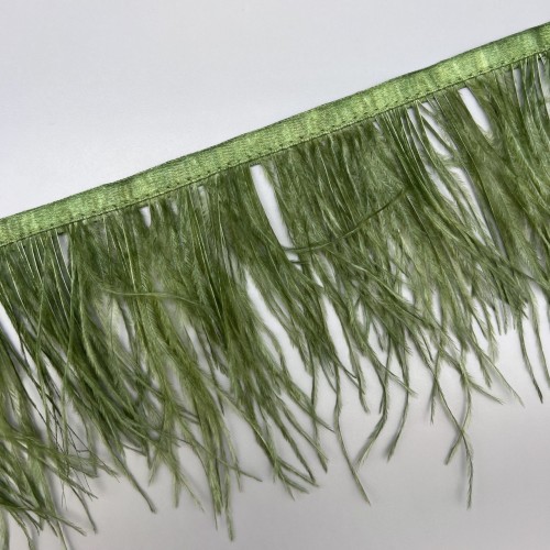 Перья натуральные, травянисто-зеленые, 11 см