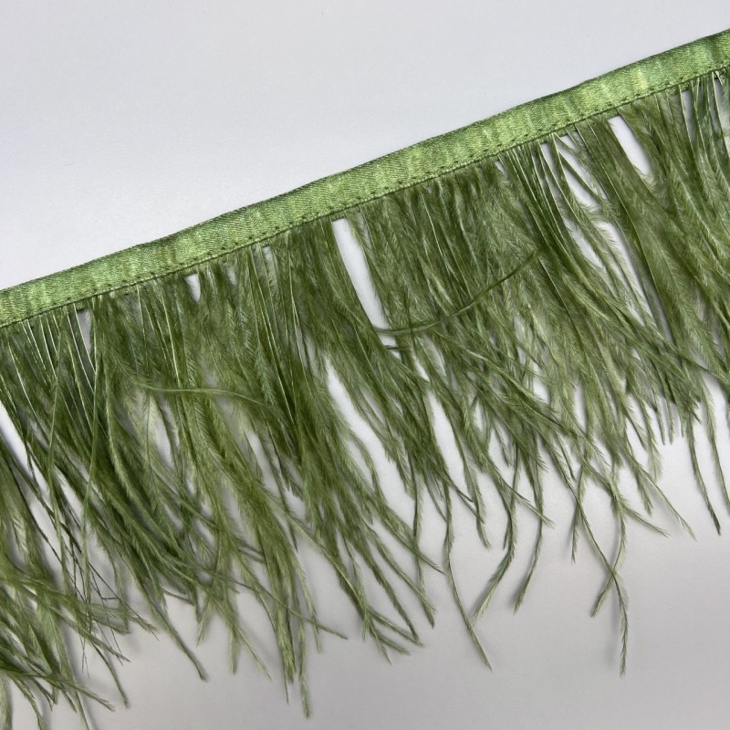 Перья натуральные, травянисто-зеленые, 11 см