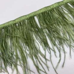 Перья натуральные, травянисто-зеленые, 11 см