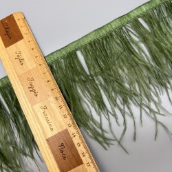 Перья натуральные, травянисто-зеленые, 11 см