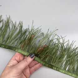 Перья натуральные, травянисто-зеленые, 11 см