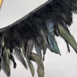Перья натуральные, зеленовато- черные, 15 см