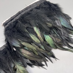 Перья натуральные, зеленовато- черные, 15 см