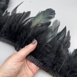 Перья натуральные, зеленовато- черные, 15 см