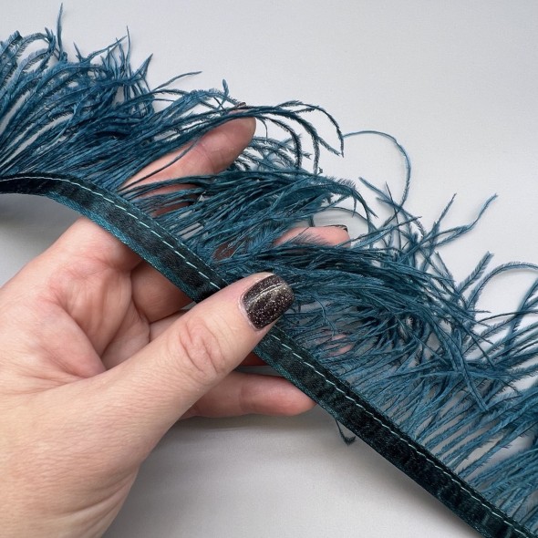 Перья натуральные, темно-бирюзовые,11 см
