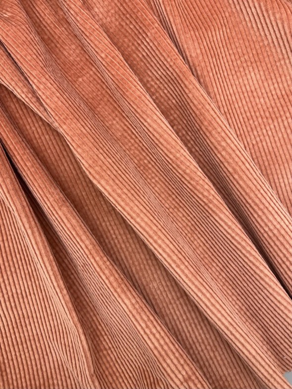 Ткань вельвет для одежды, хлопковый, коралловый