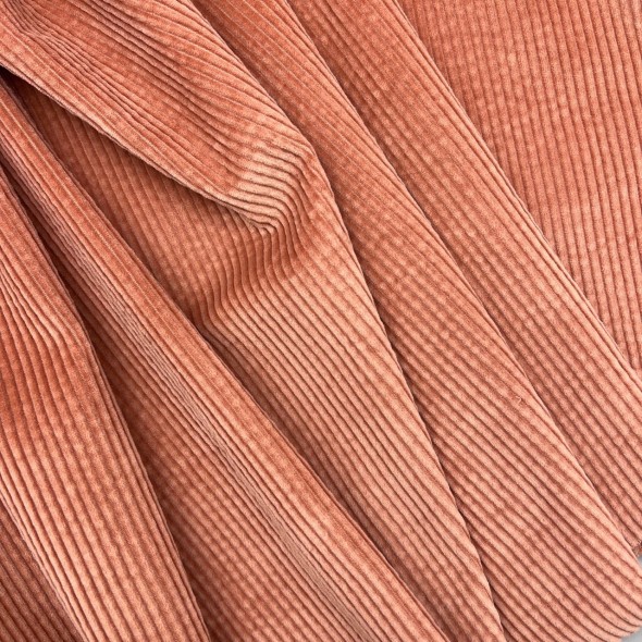 Ткань вельвет для одежды, хлопковый, коралловый