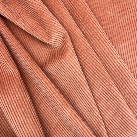 Ткань вельвет для одежды, хлопковый, коралловый