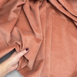 Ткань вельвет для одежды, хлопковый, коралловый