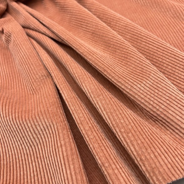 Ткань вельвет для одежды, хлопковый, коралловый