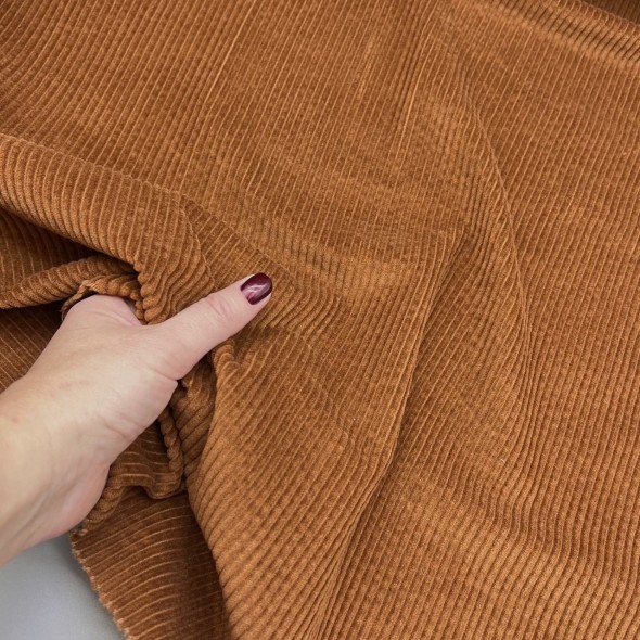 Ткань вельвет для одежды, хлопковый, рыжий