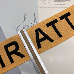 Тесьма трикотажная жаккардовая с текстом, оранжевая