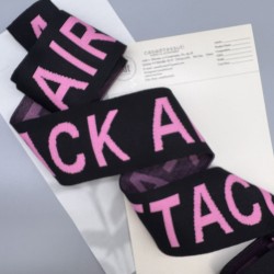 Тесьма трикотажная жаккардовая с текстом, черная