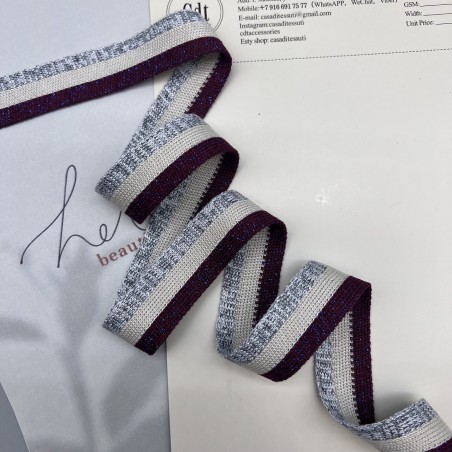 Лампасы трикотажные для шитья, с люрексом, 2.5 см