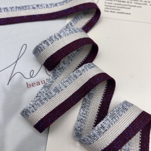 Лампасы трикотажные для шитья, с люрексом, 2.5 см 2