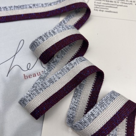 Лампасы трикотажные для шитья, с люрексом, 2.5 см