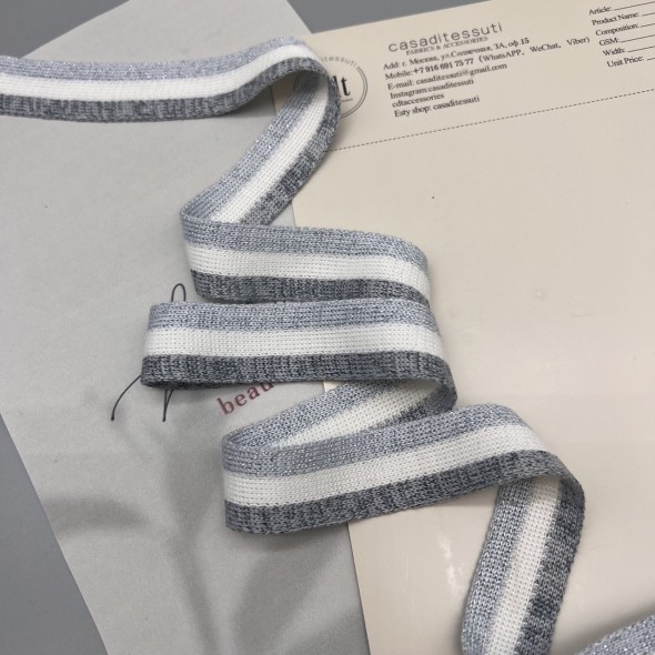 Лампасы трикотажные для шитья, с люрексом, 2.5 см