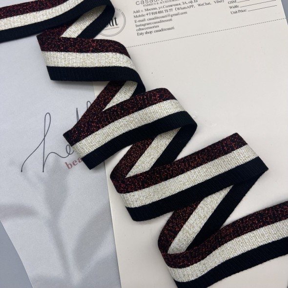 Лампасы трикотажные для шитья, с люрексом, 3 см