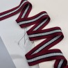 Лампасы трикотажные бордовые с серебристой и черной полосками, 2.3 см
