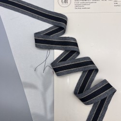 Лампасы трикотажные серые с черной и бежевыми полосками, 2.3 см