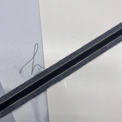 Лампасы трикотажные серые с черной и бежевыми полосками, 2.3 см