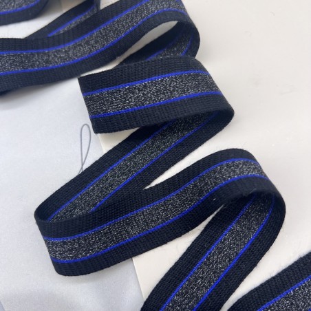 Лампасы трикотажные черные с матовым люрексом, 2.3 см