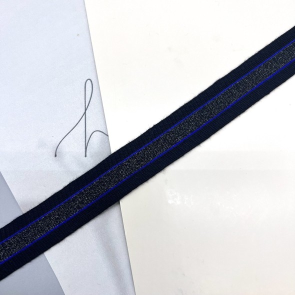 Лампасы трикотажные черные с матовым люрексом, 2.3 см