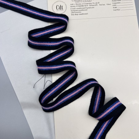 Лампасы трикотажные черные с яркими полосками, 2 см