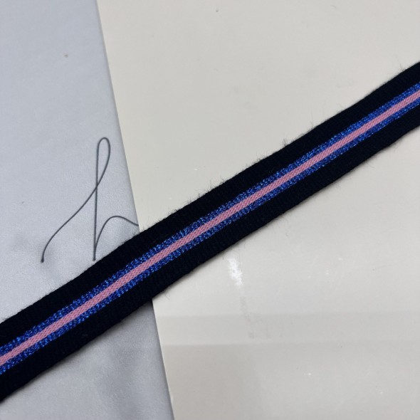 Лампасы трикотажные черные с яркими полосками, 2 см