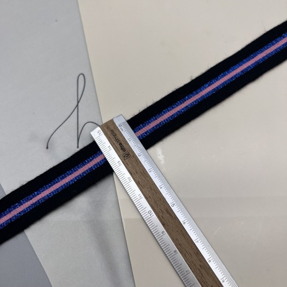 Лампасы трикотажные черные с яркими полосками, 2 см