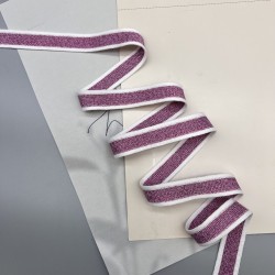 Лампасы трикотажные бело-розовые, 1.7 см