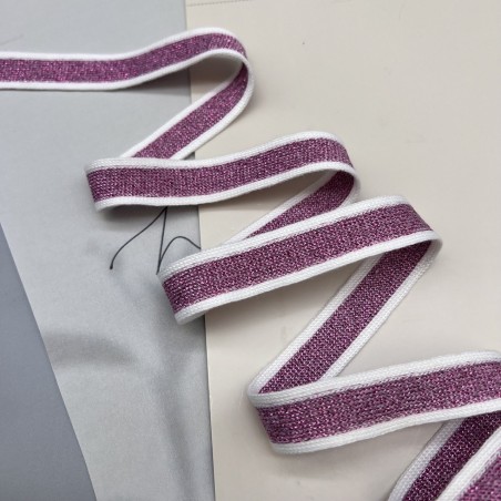 Лампасы трикотажные бело-розовые, 1.7 см