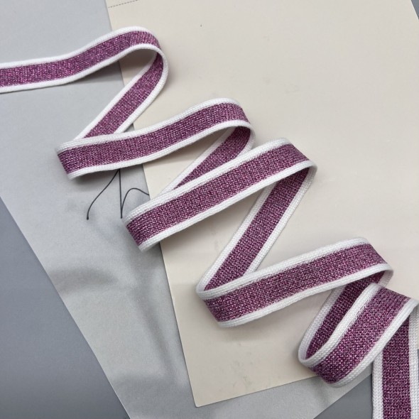 Лампасы трикотажные бело-розовые, 1.7 см