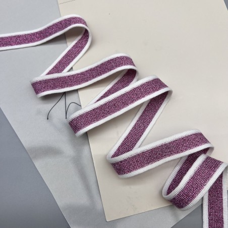 Лампасы трикотажные бело-розовые, 1.7 см