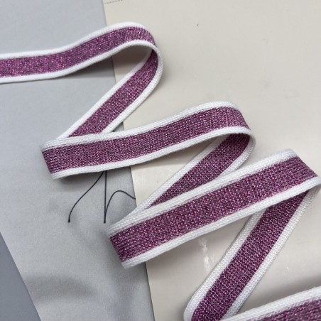 Лампасы трикотажные бело-розовые, 1.7 см