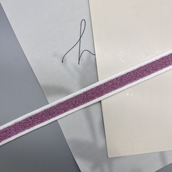 Лампасы трикотажные бело-розовые, 1.7 см