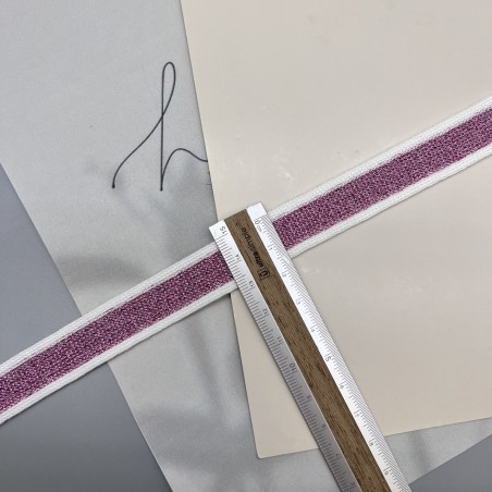 Лампасы трикотажные бело-розовые, 1.7 см