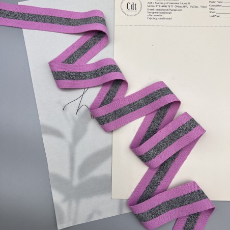 Лампасы трикотажные для шитья, молочные с черной полоской, 3 см