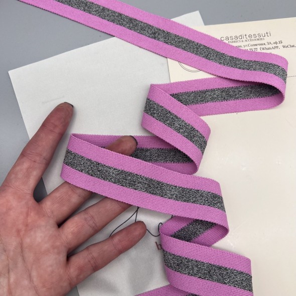 Лампасы трикотажные для шитья, молочные с черной полоской, 3 см