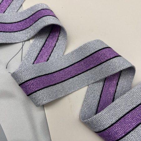 Лампасы трикотажные для шитья, сиренево-серые, 4 см
